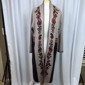 MaxSport Brown Wool Blend Women's Long Duster Cardigan, Medium/Large